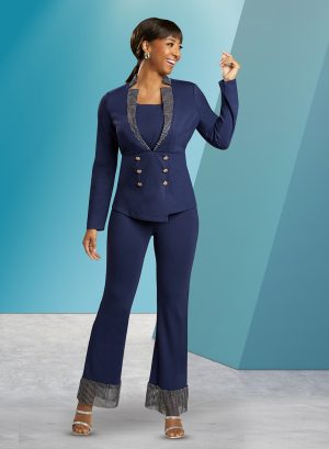 DONNA VINCI PANT SUIT RHINESTO